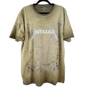 NWOT Metallica Life Is Pain Green Bleached Band T-Shirt Mens XL